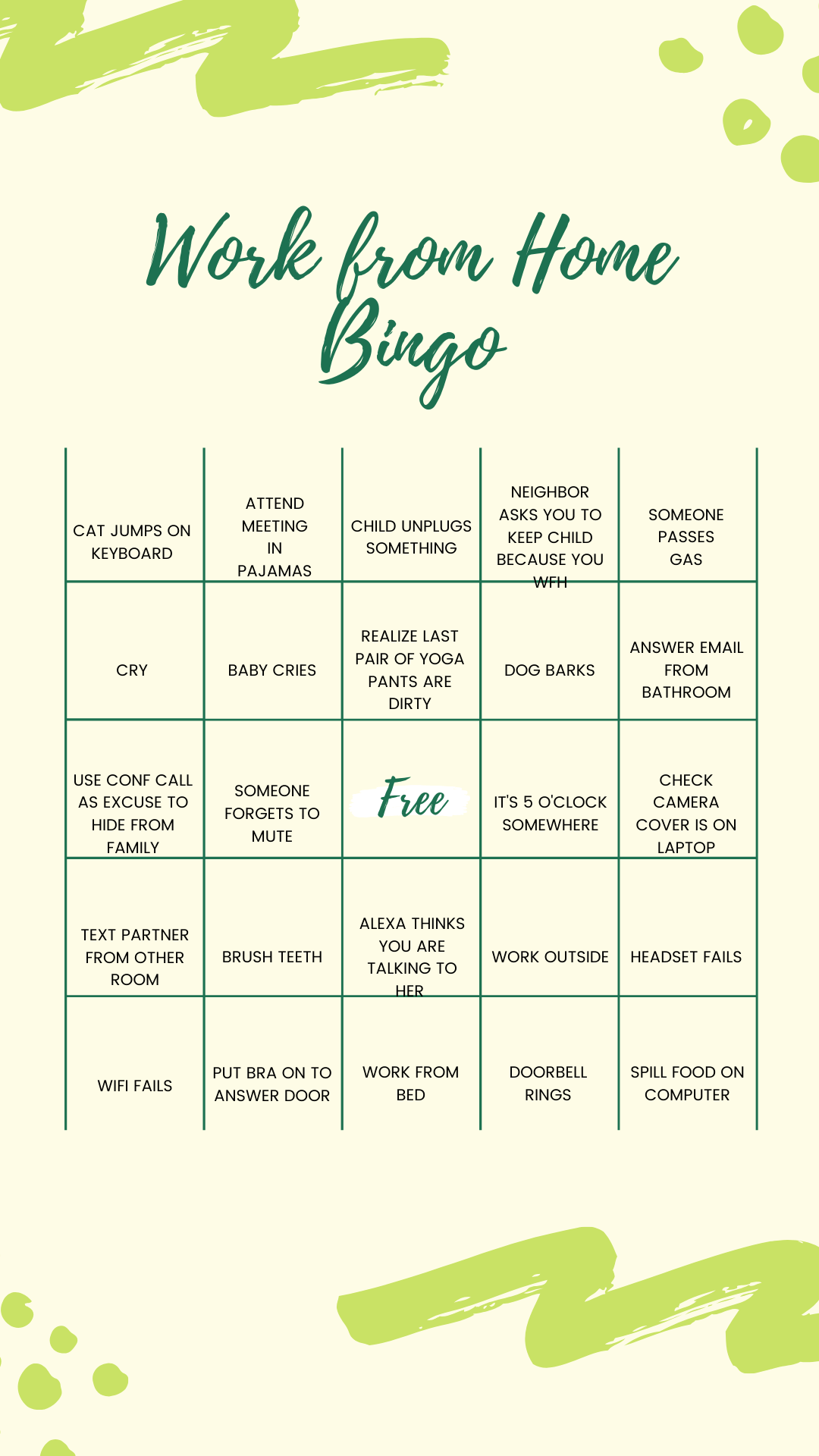 Green Self Esteem Bingo Advocacy Interactive Instagram Story